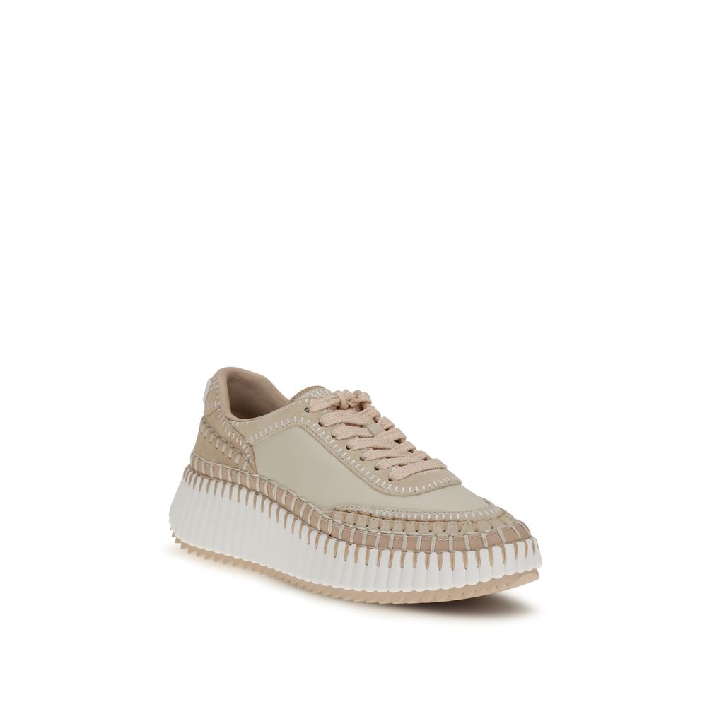 Beige Calf Leather Bos Taurus Chunky Sneakers