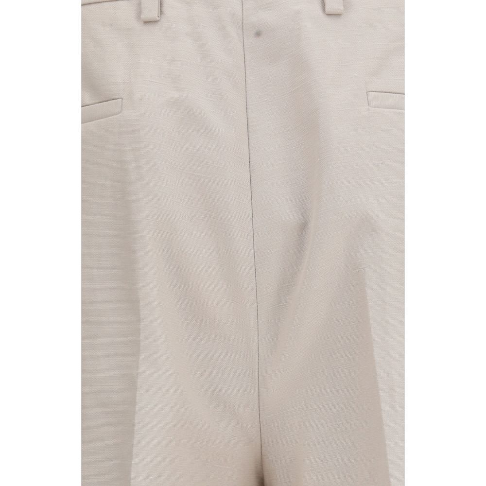 Beige Cotton Dress Pants