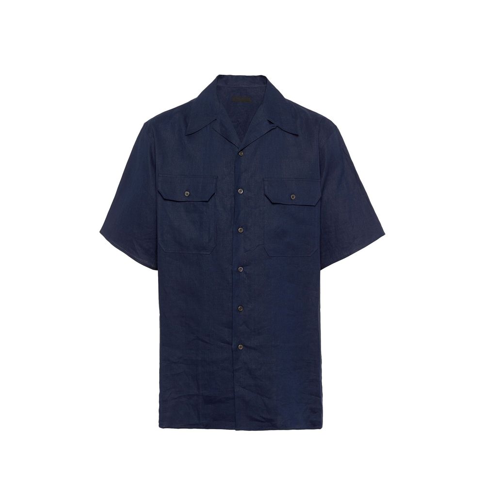 Blue Linen Shortsleeve Shirt