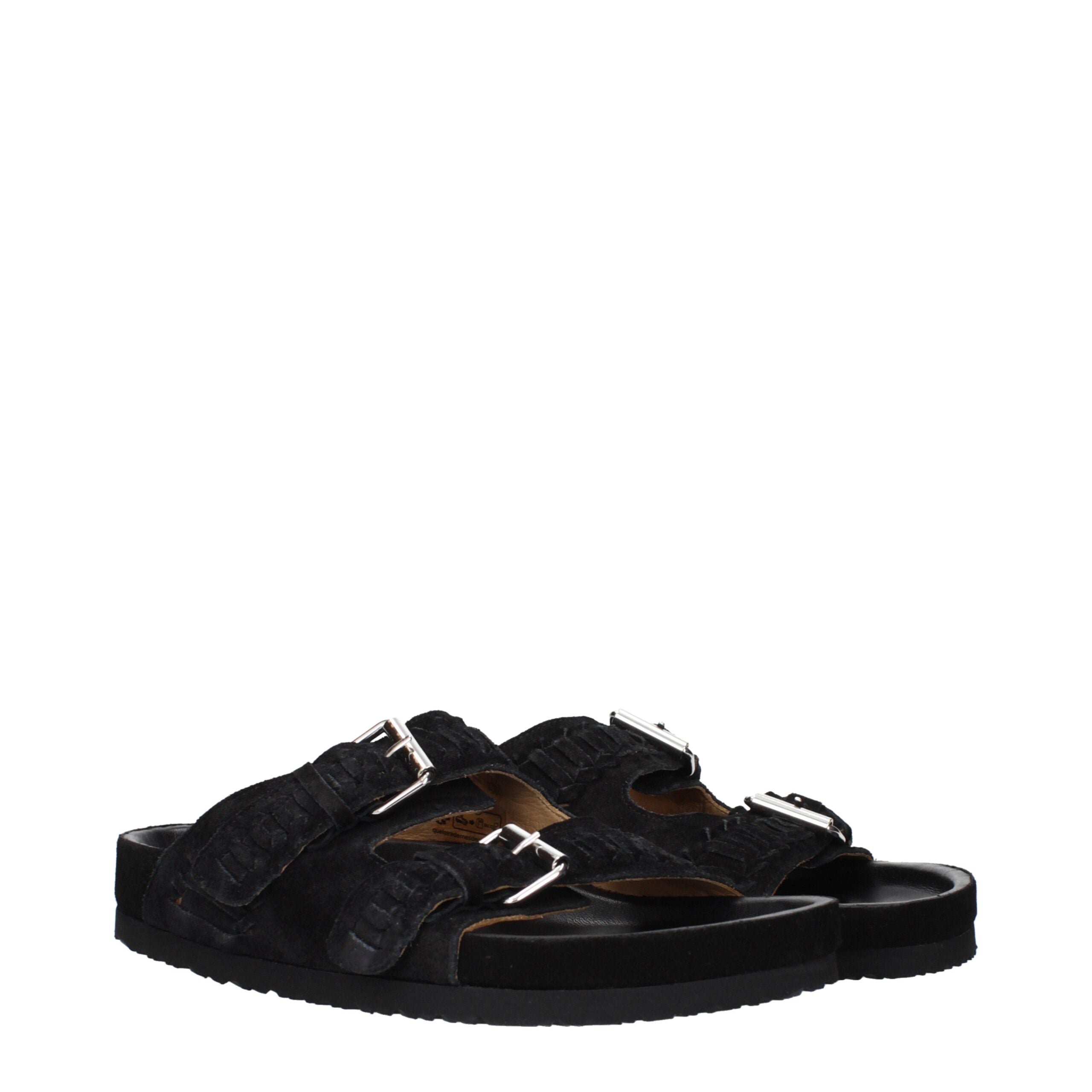 Black Leather Slippers